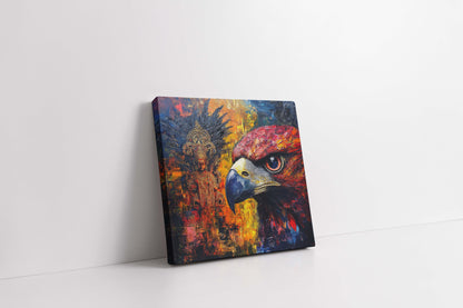 Divine Vision: Majestic Eagle and Ganesha Abstract Canvas Painting
