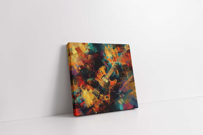 Vibrant Rhythms: Modern Abstract Electric Guitar Canvas Wall Art