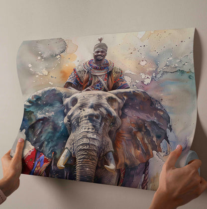 Vibrant Watercolor Splatter Elephant - Canvas Wall Art