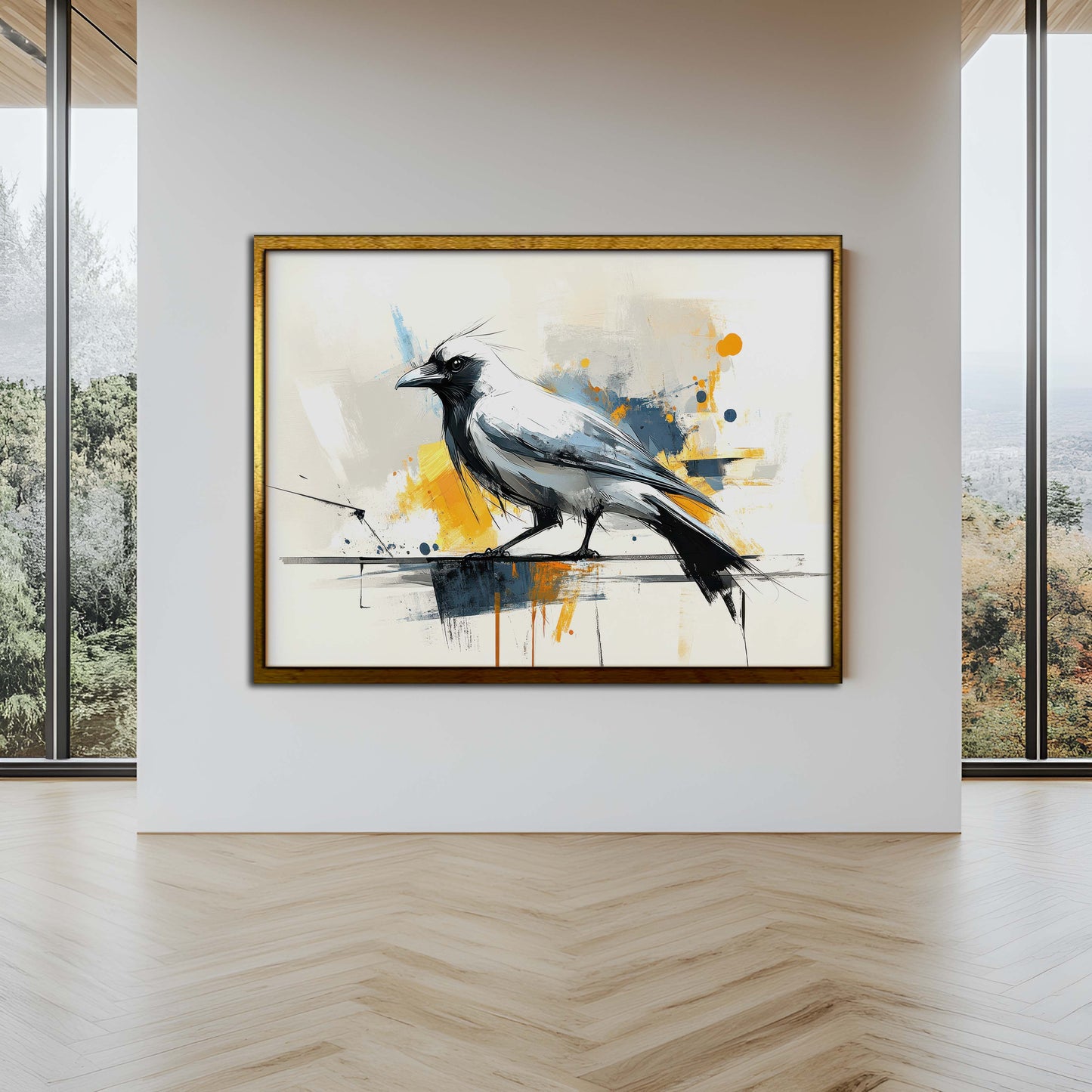 "The Maverick" | Abstract White Crow Modern Canvas Art