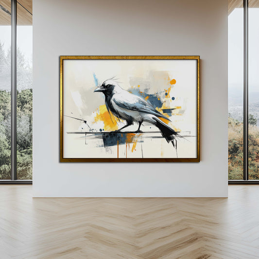 "The Maverick" | Abstract White Crow Modern Canvas Art
