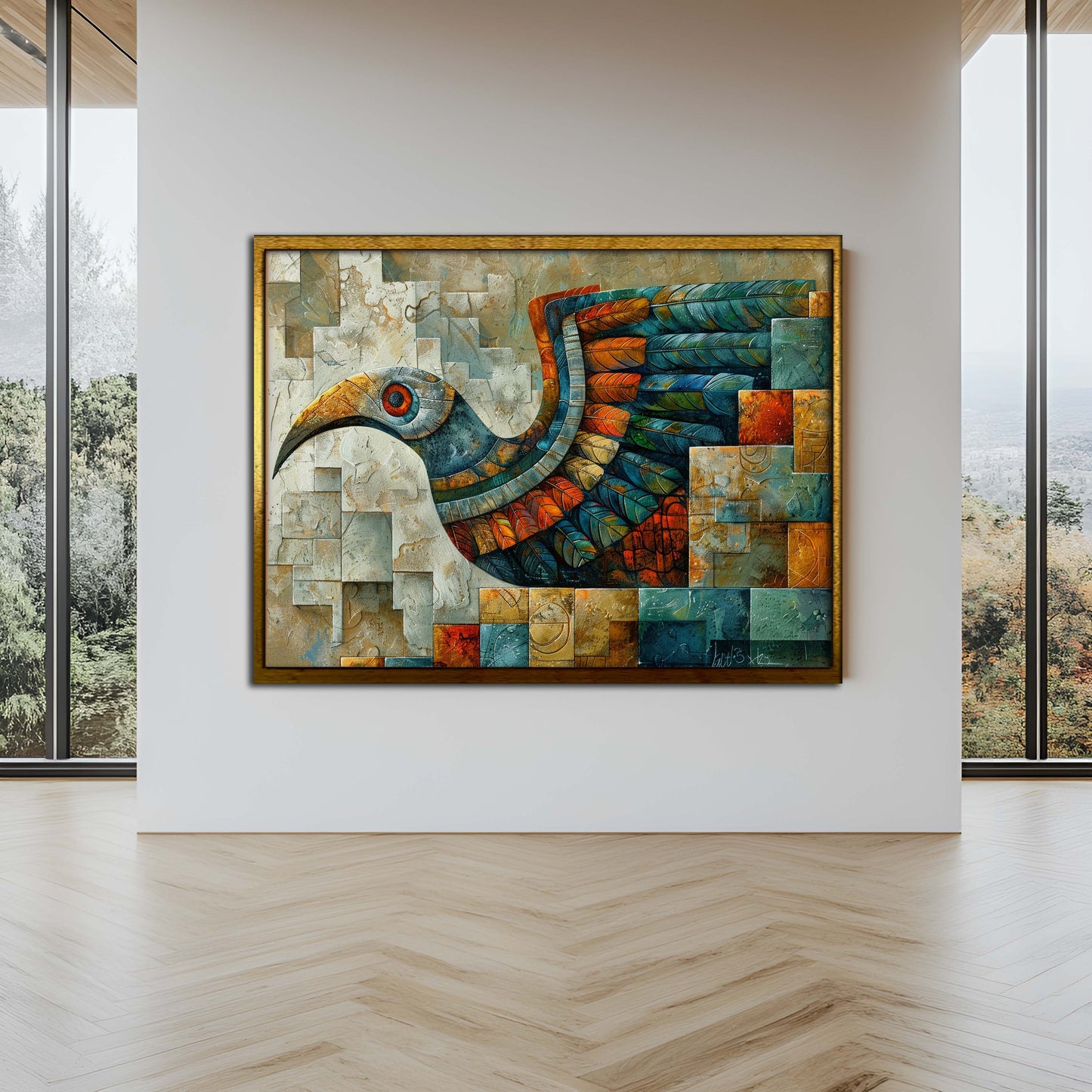 The Eternal Messenger: Abstract Global Mosaic Canvas
