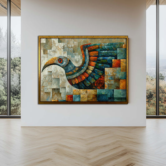 The Eternal Messenger: Abstract Global Mosaic Canvas