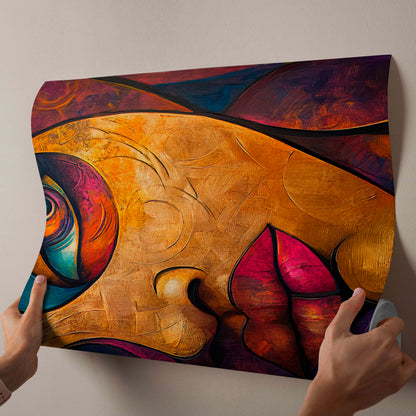 Vibrant Abstract Portrait Canvas Art - Modern Expressive Eyes Wall Decor - Colorful Textured Face Painting for Living Room or Bedroom