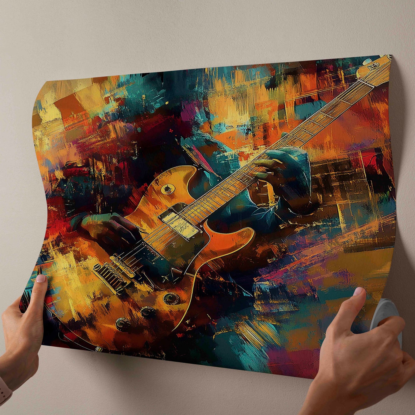 Vibrant Rhythms: Modern Abstract Electric Guitar Canvas Wall Art