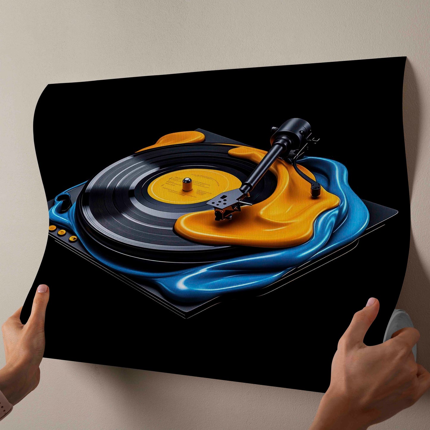Liquid Rhythm | Surreal Melting Turntable Abstract Canvas Art