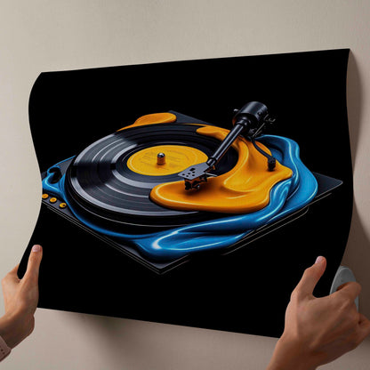 Liquid Rhythm | Surreal Melting Turntable Abstract Canvas Art