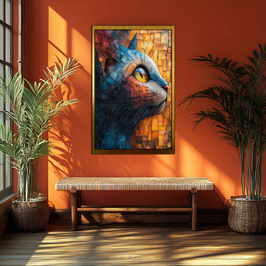 Majestic Cat - Mosaic Style Canvas Painting