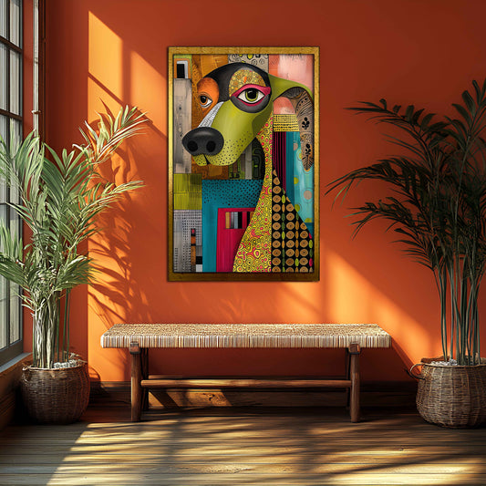 Vibrant Abstract Dog Portrait – Modern Colorful Canvas Painting