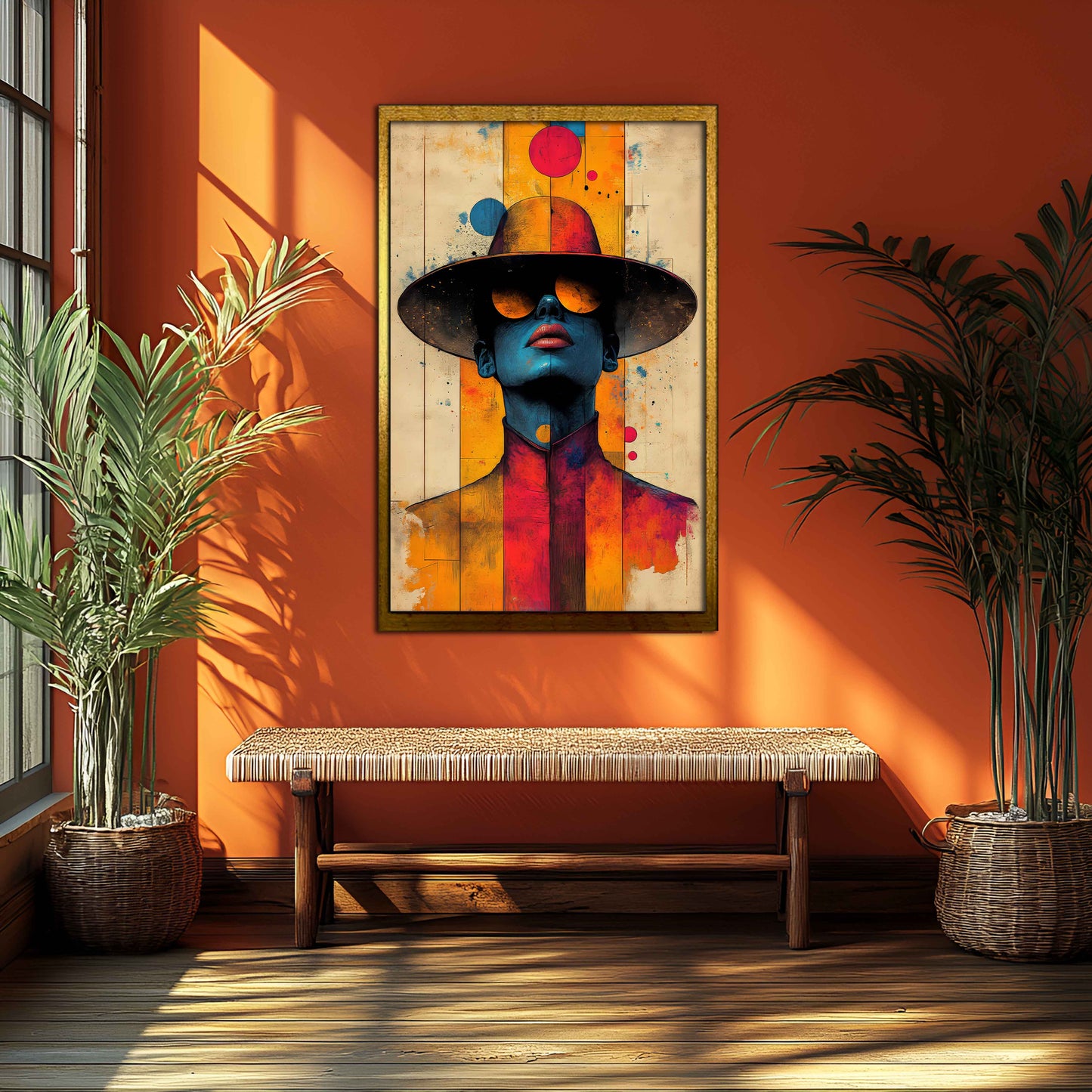 Vibrant Abstract Pop Art Portrait Canvas Painting - "The Blue Enigma"