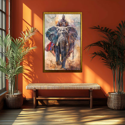 Vibrant Watercolor Splatter Elephant - Canvas Wall Art