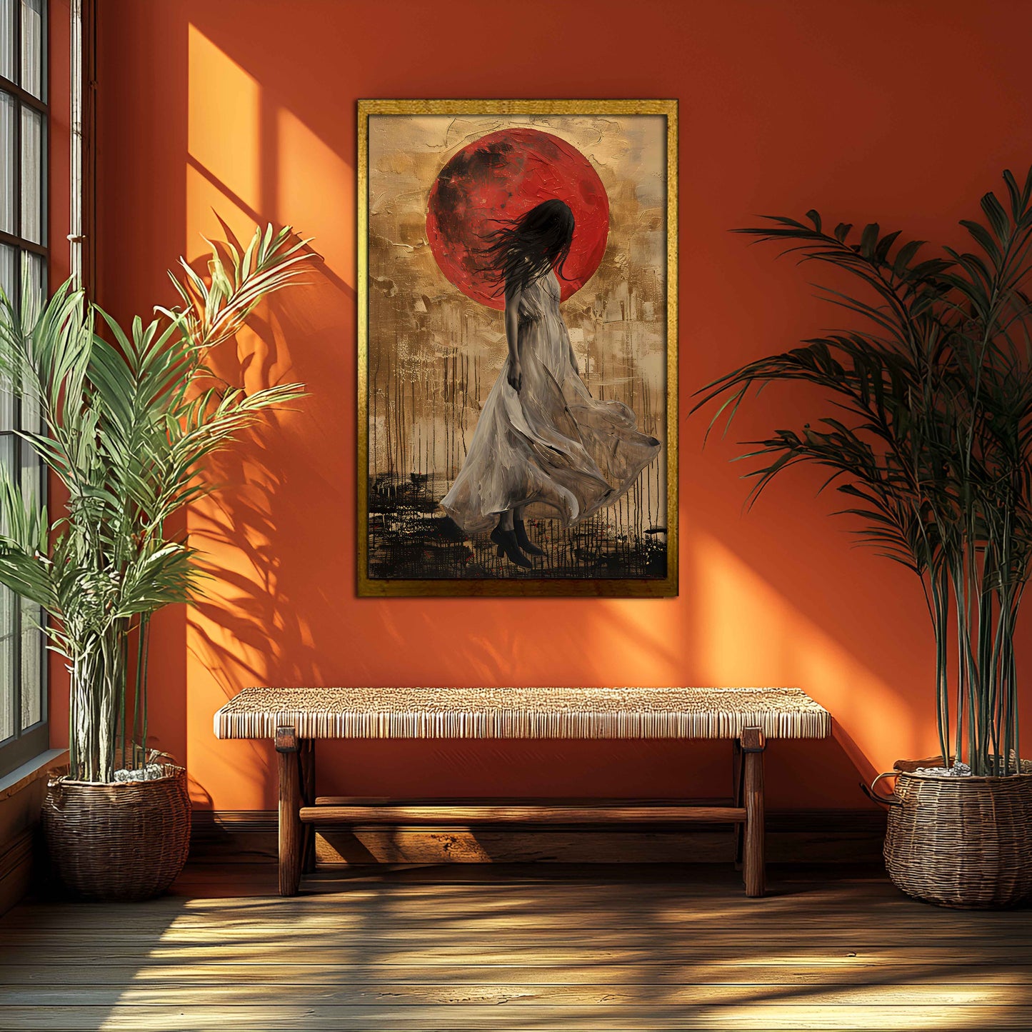 Crimson Eclipse: The Lone Wanderer Canvas Painting