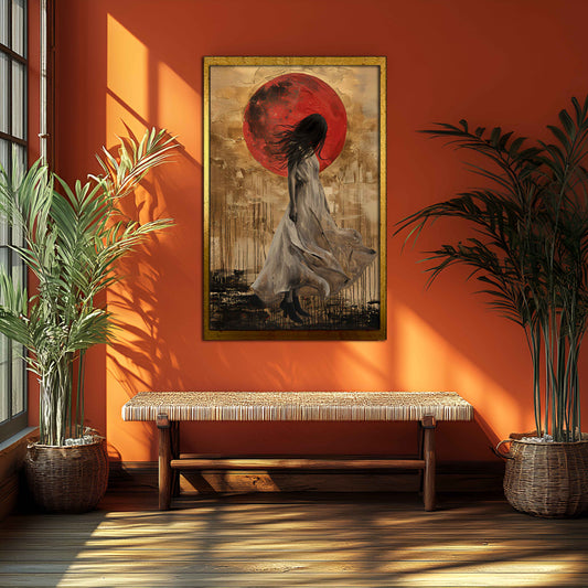 Crimson Eclipse: The Lone Wanderer Canvas Painting