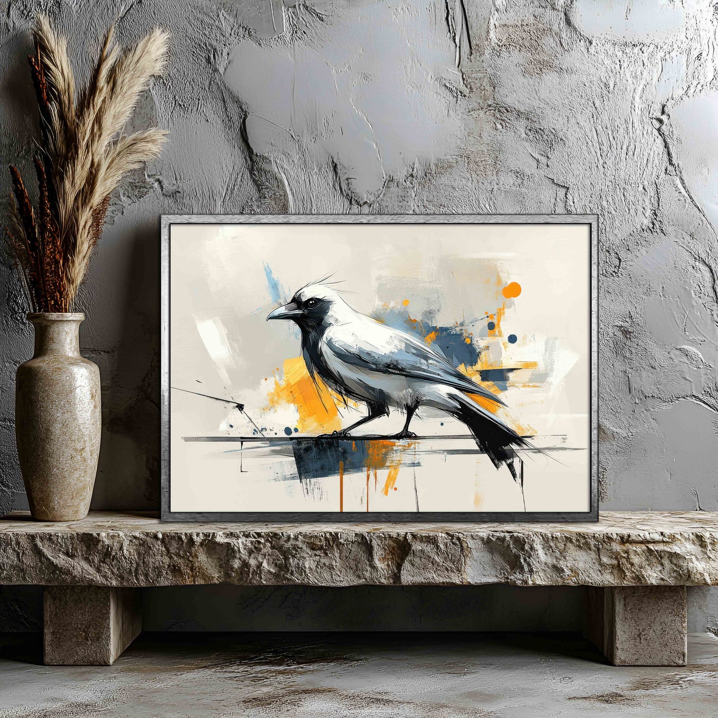 "The Maverick" | Abstract White Crow Modern Canvas Art