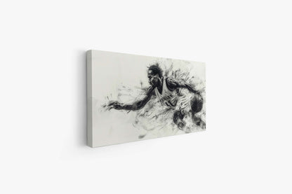 Dynamic Basketball Player Action Art - Charcoal Sketch Style Canvas Print - Modern Sports Wall Decor for Man Cave, Office, or Gym