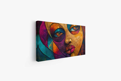 Vibrant Abstract Portrait Canvas Art - Modern Expressive Eyes Wall Decor - Colorful Textured Face Painting for Living Room or Bedroom