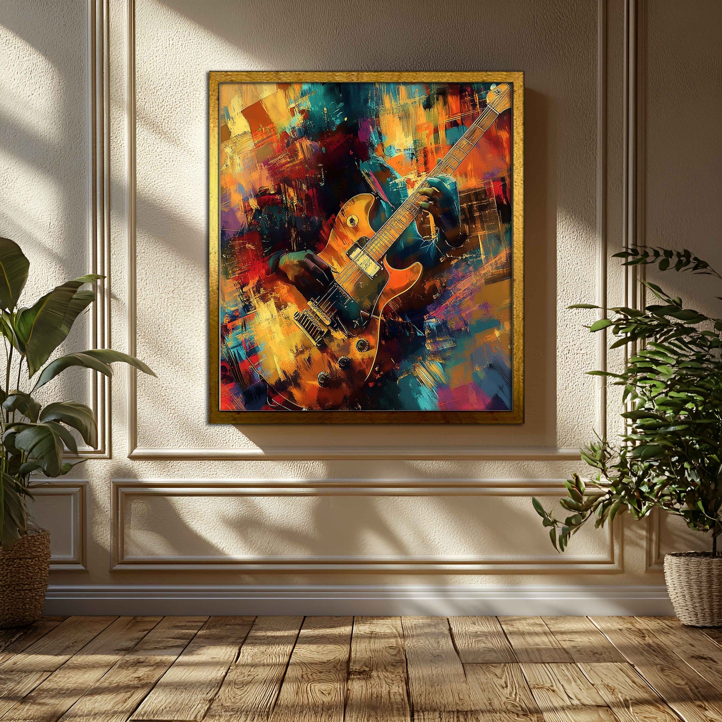 Vibrant Rhythms: Modern Abstract Electric Guitar Canvas Wall Art