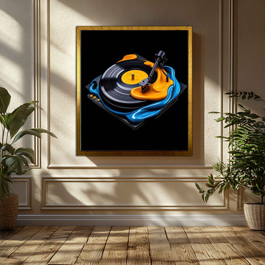 Liquid Rhythm | Surreal Melting Turntable Abstract Canvas Art