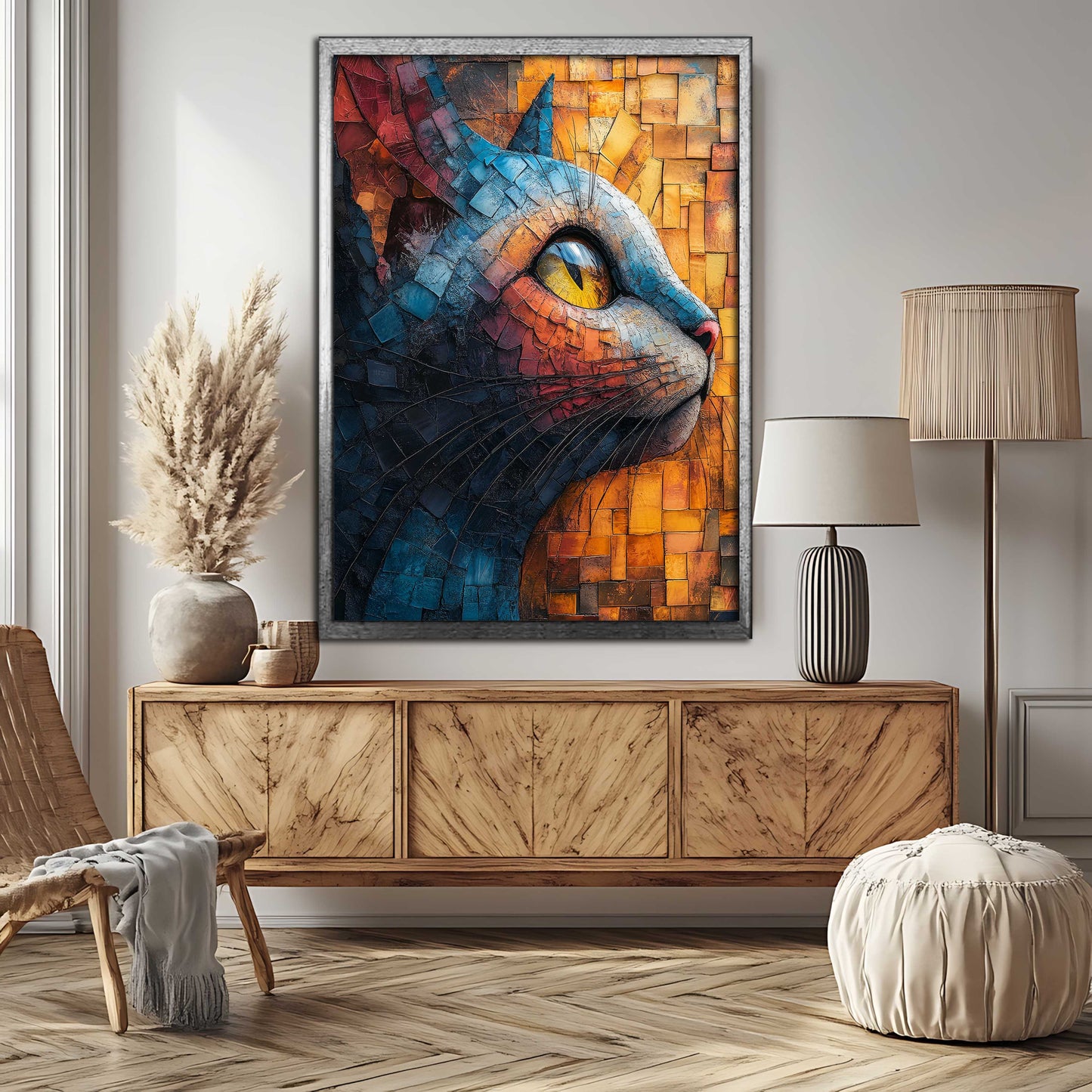 Majestic Cat - Mosaic Style Canvas Painting