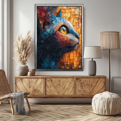 Majestic Cat - Mosaic Style Canvas Painting
