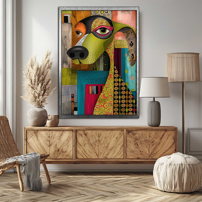 Vibrant Abstract Dog Portrait – Modern Colorful Canvas Painting