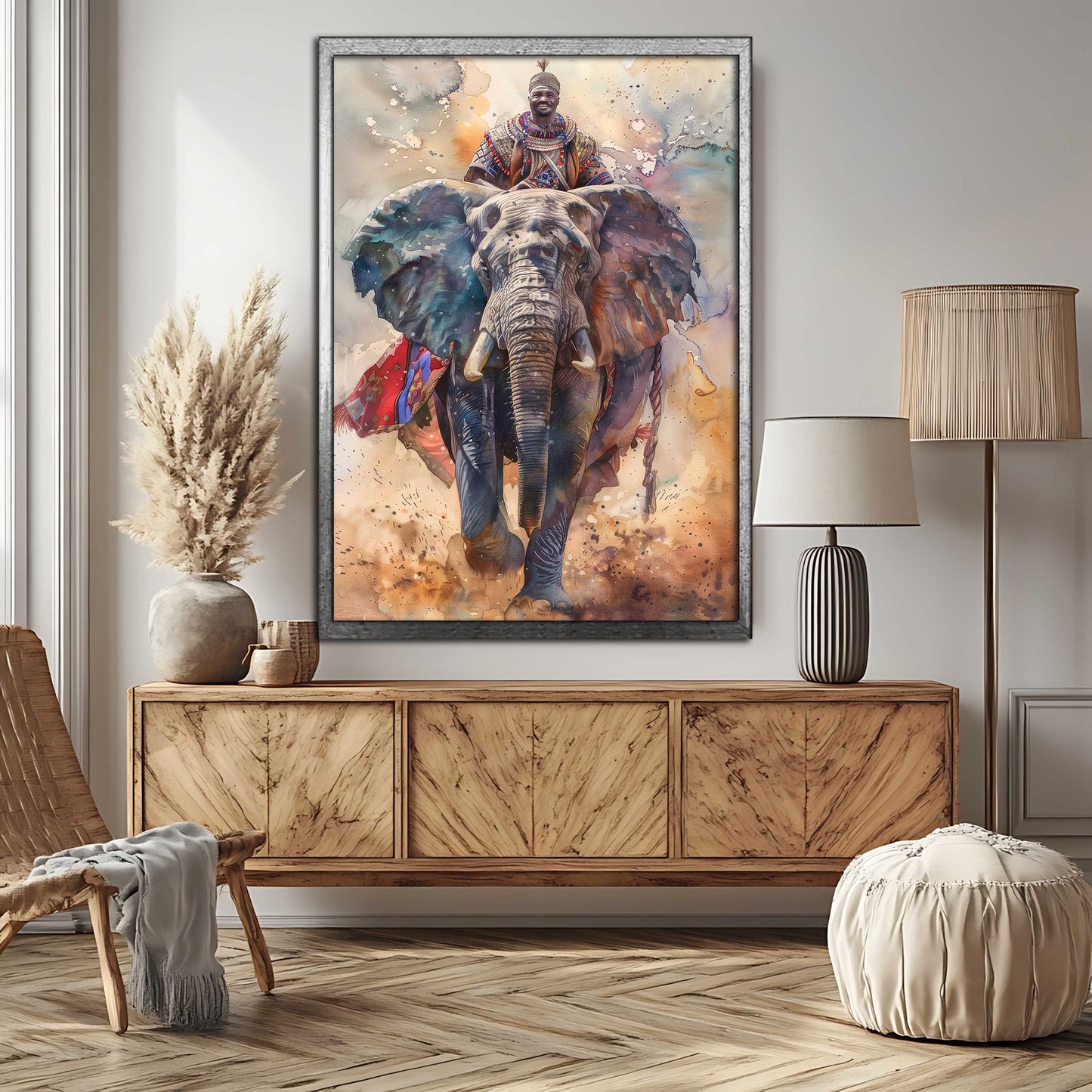 Vibrant Watercolor Splatter Elephant - Canvas Wall Art