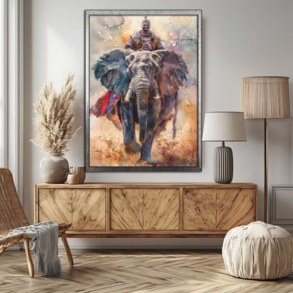 Vibrant Watercolor Splatter Elephant - Canvas Wall Art