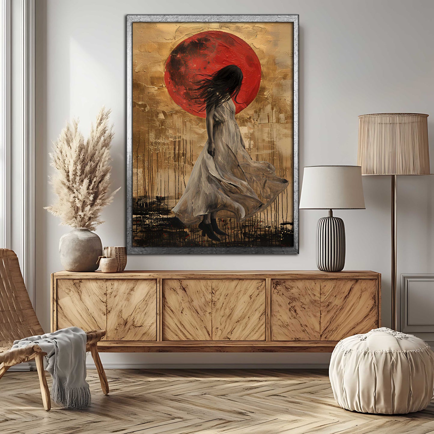 Crimson Eclipse: The Lone Wanderer Canvas Painting