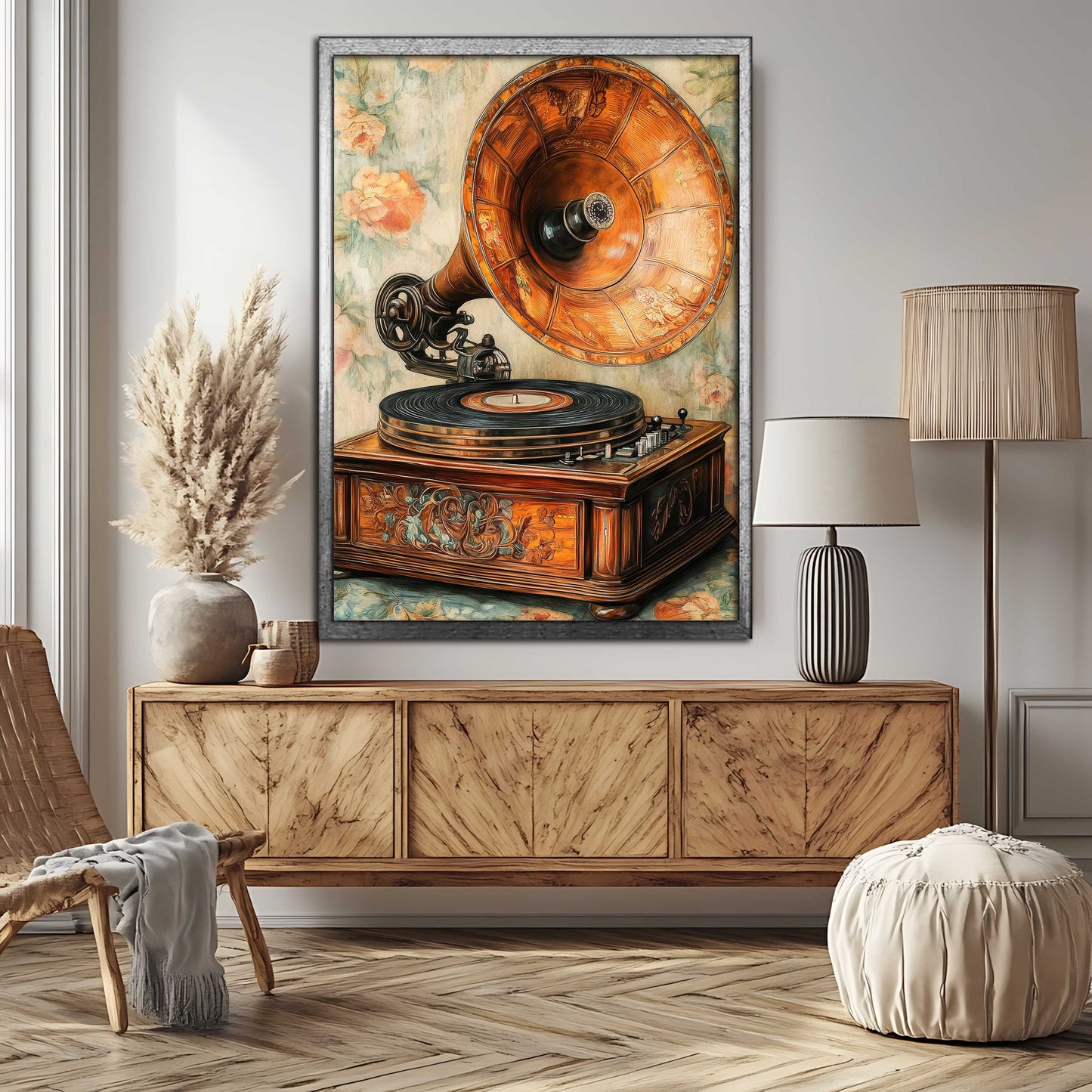 Vintage Gramophone Canvas Art - Retro Music Room Decor