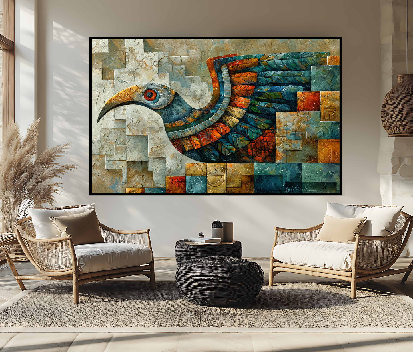 The Eternal Messenger: Abstract Global Mosaic Canvas