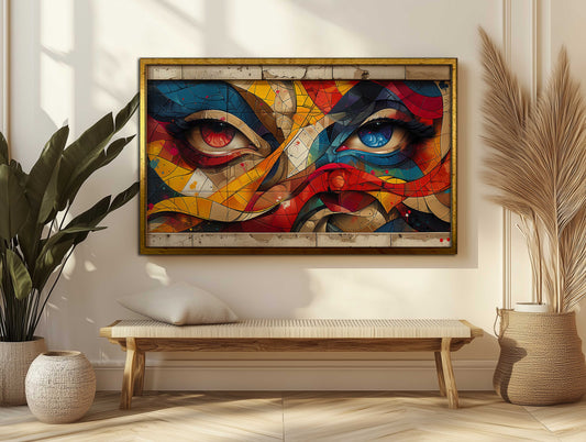 Urban Soul Graffiti Eyes Canvas Art - Vibrant Street Art Mural - Abstract Colorful Wall Decor for Living Room, Studio, or Office