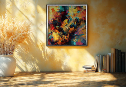 Vibrant Rhythms: Modern Abstract Electric Guitar Canvas Wall Art