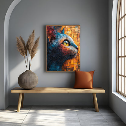 Majestic Cat - Mosaic Style Canvas Painting