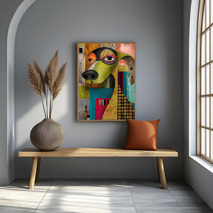 Vibrant Abstract Dog Portrait – Modern Colorful Canvas Painting