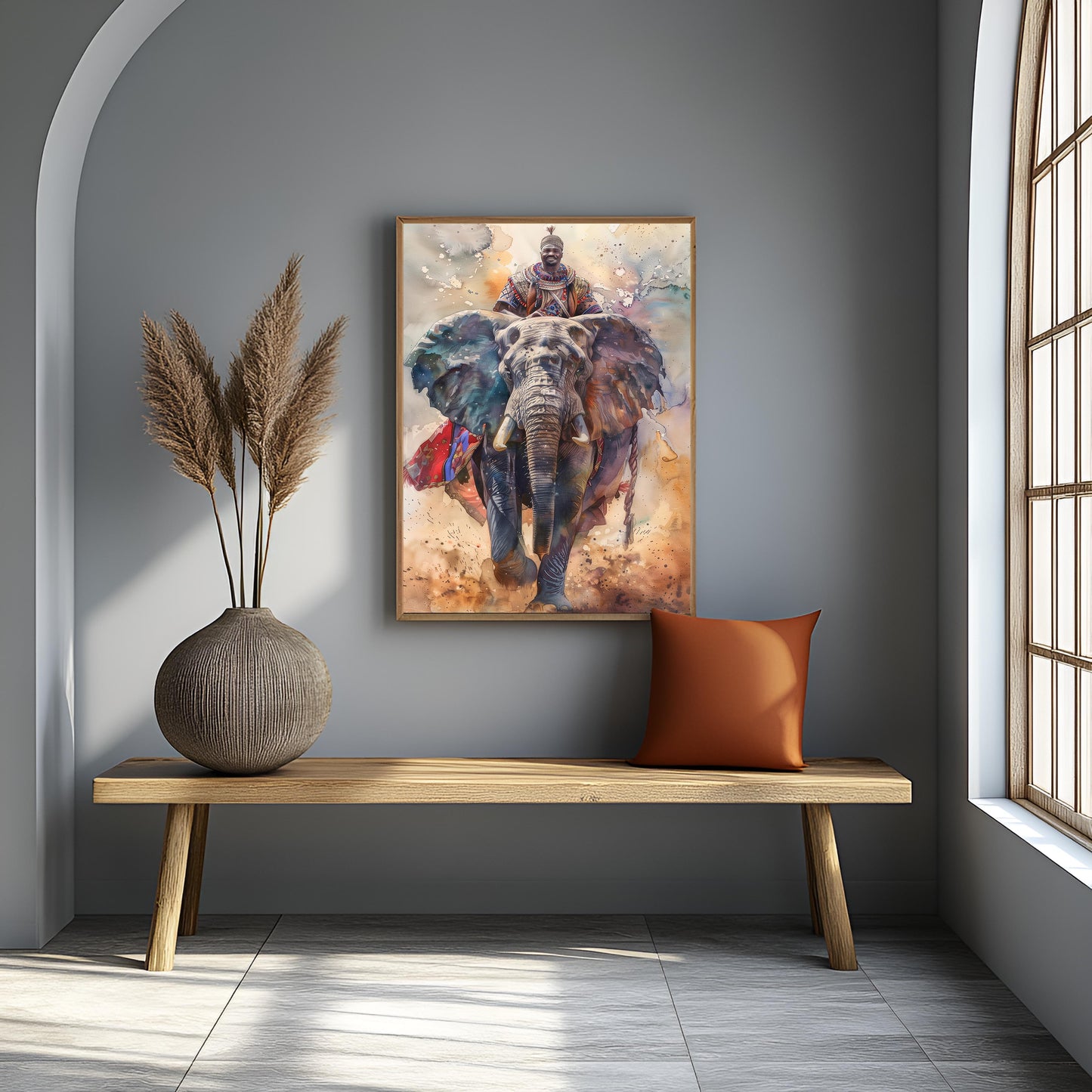 Vibrant Watercolor Splatter Elephant - Canvas Wall Art