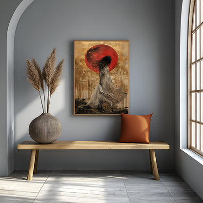 Crimson Eclipse: The Lone Wanderer Canvas Painting