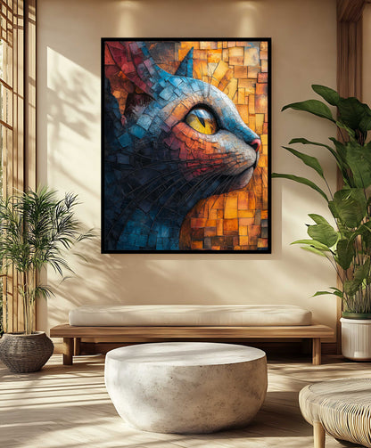 Majestic Cat - Mosaic Style Canvas Painting