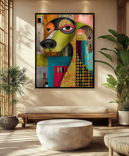 Vibrant Abstract Dog Portrait – Modern Colorful Canvas Painting