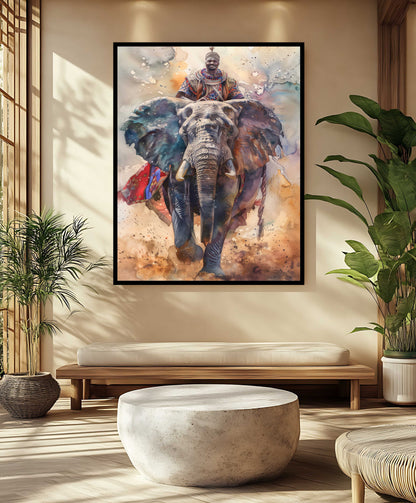Vibrant Watercolor Splatter Elephant - Canvas Wall Art