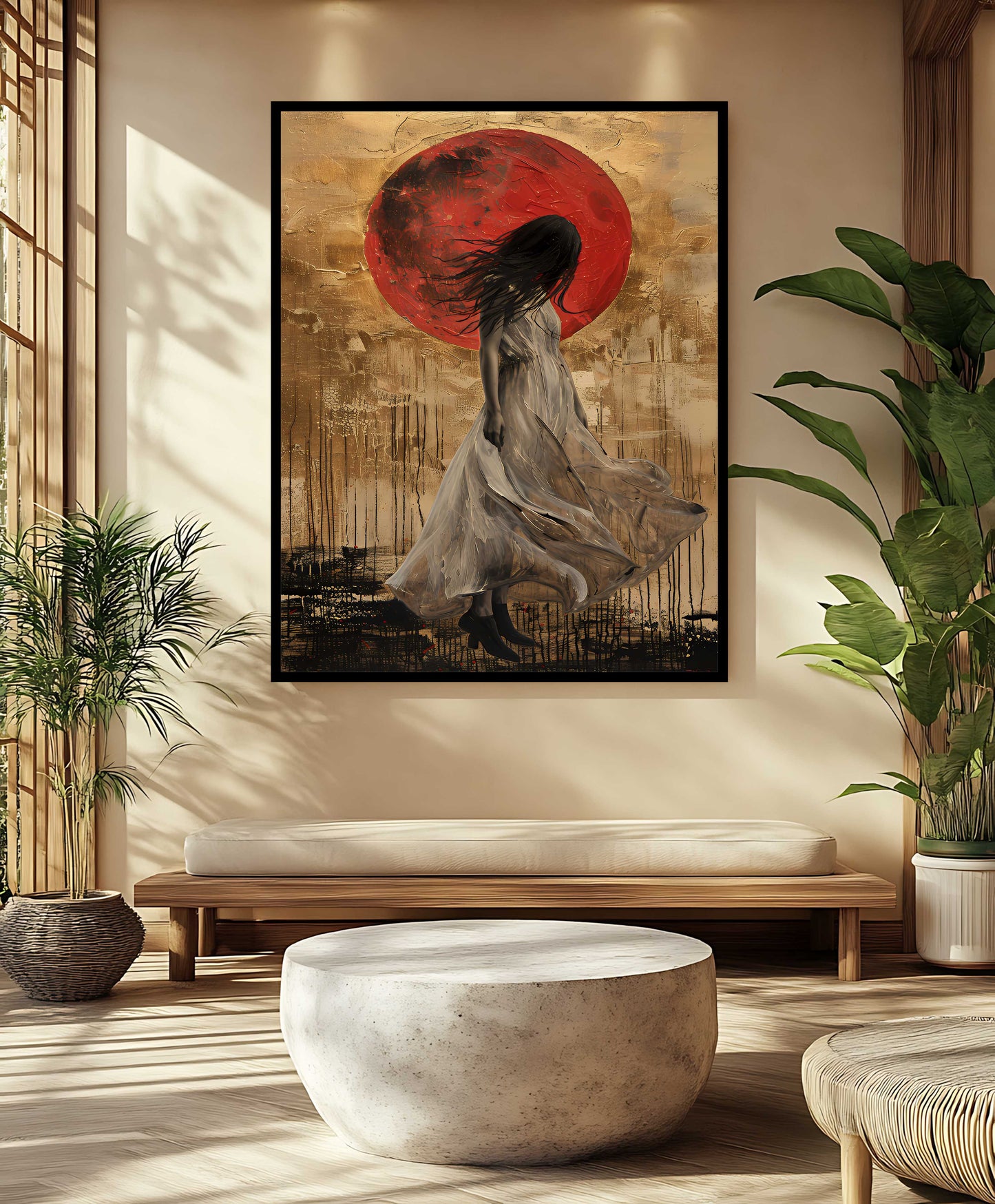 Crimson Eclipse: The Lone Wanderer Canvas Painting