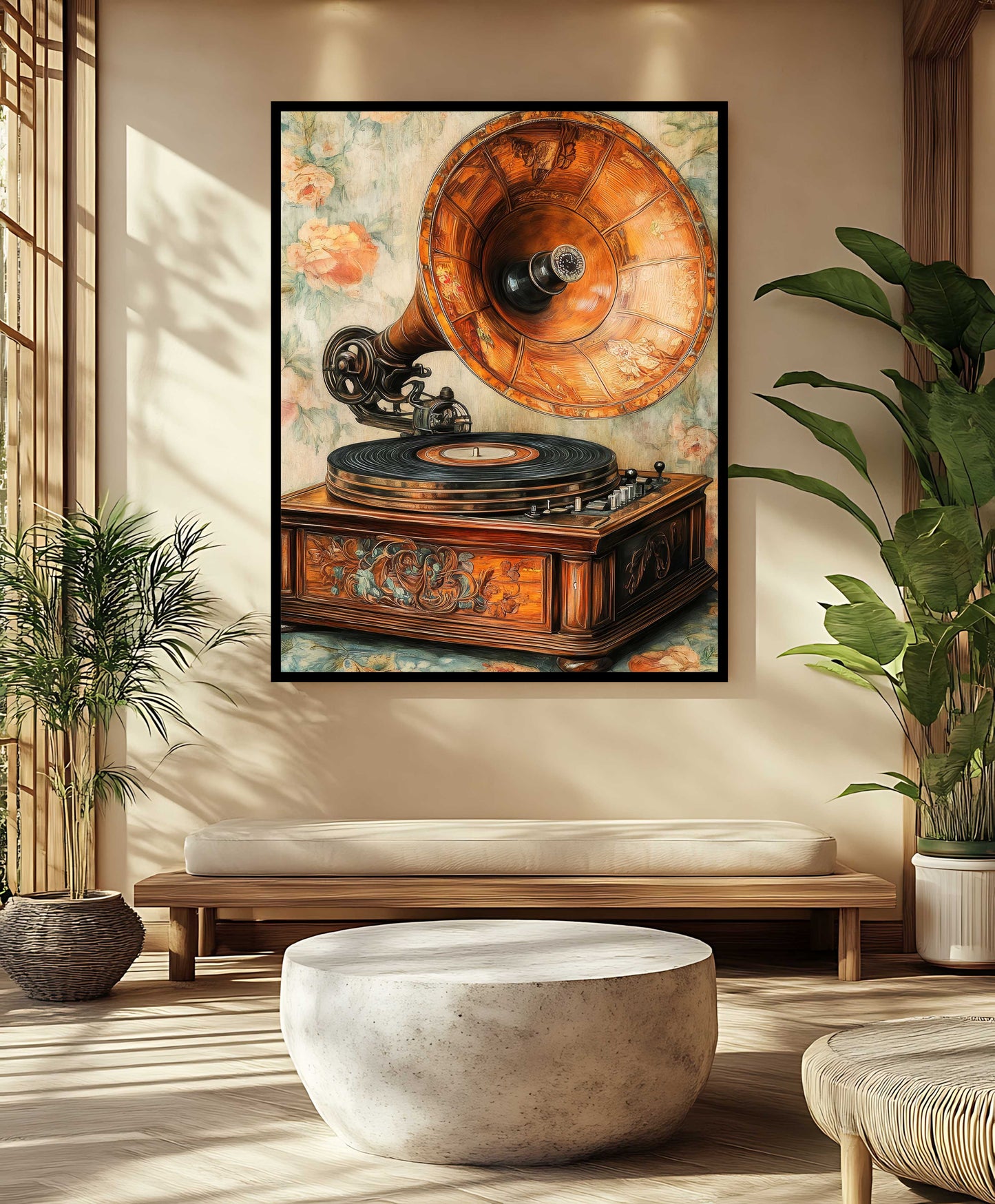 Vintage Gramophone Canvas Art - Retro Music Room Decor