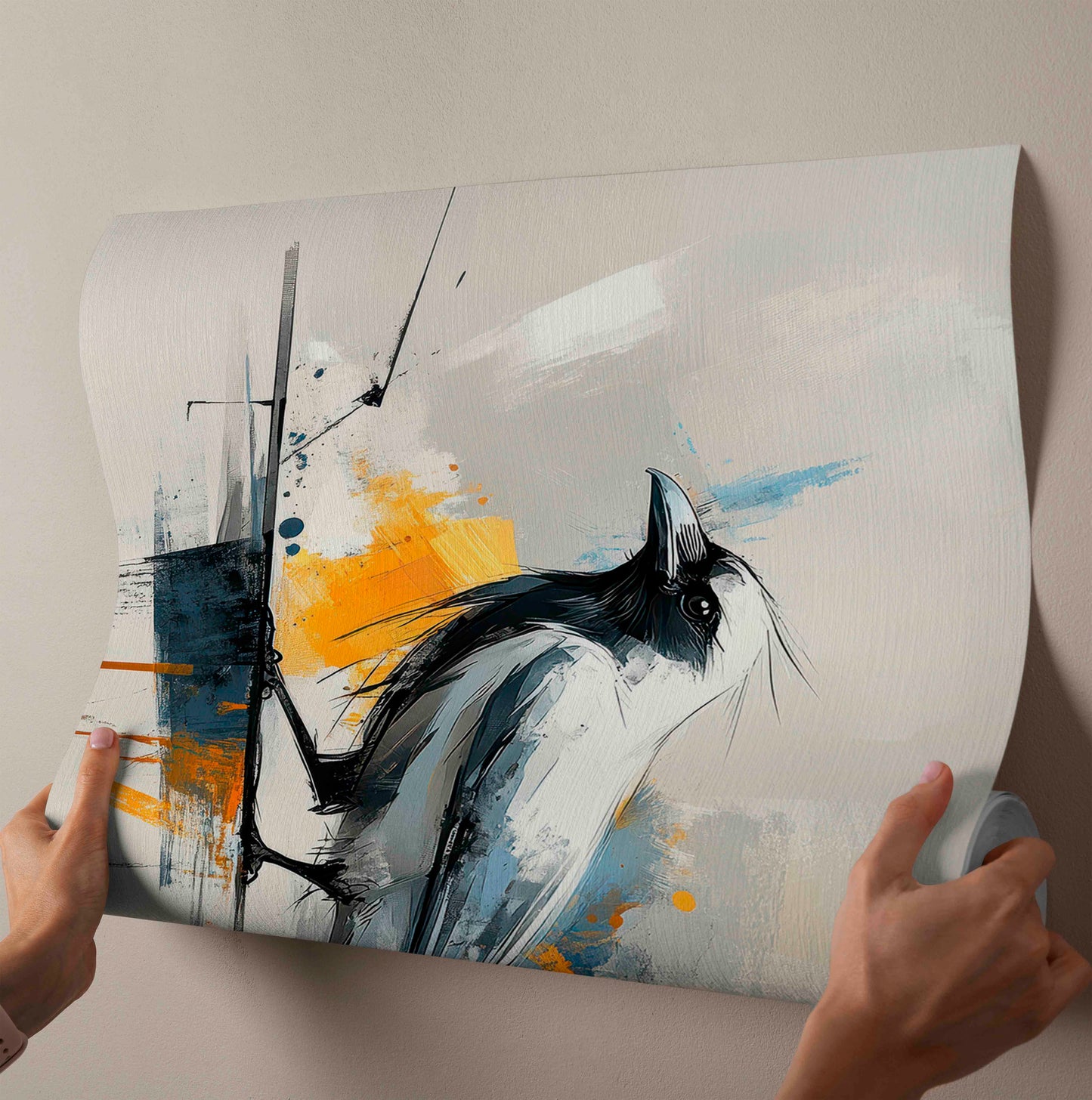 "The Maverick" | Abstract White Crow Modern Canvas Art