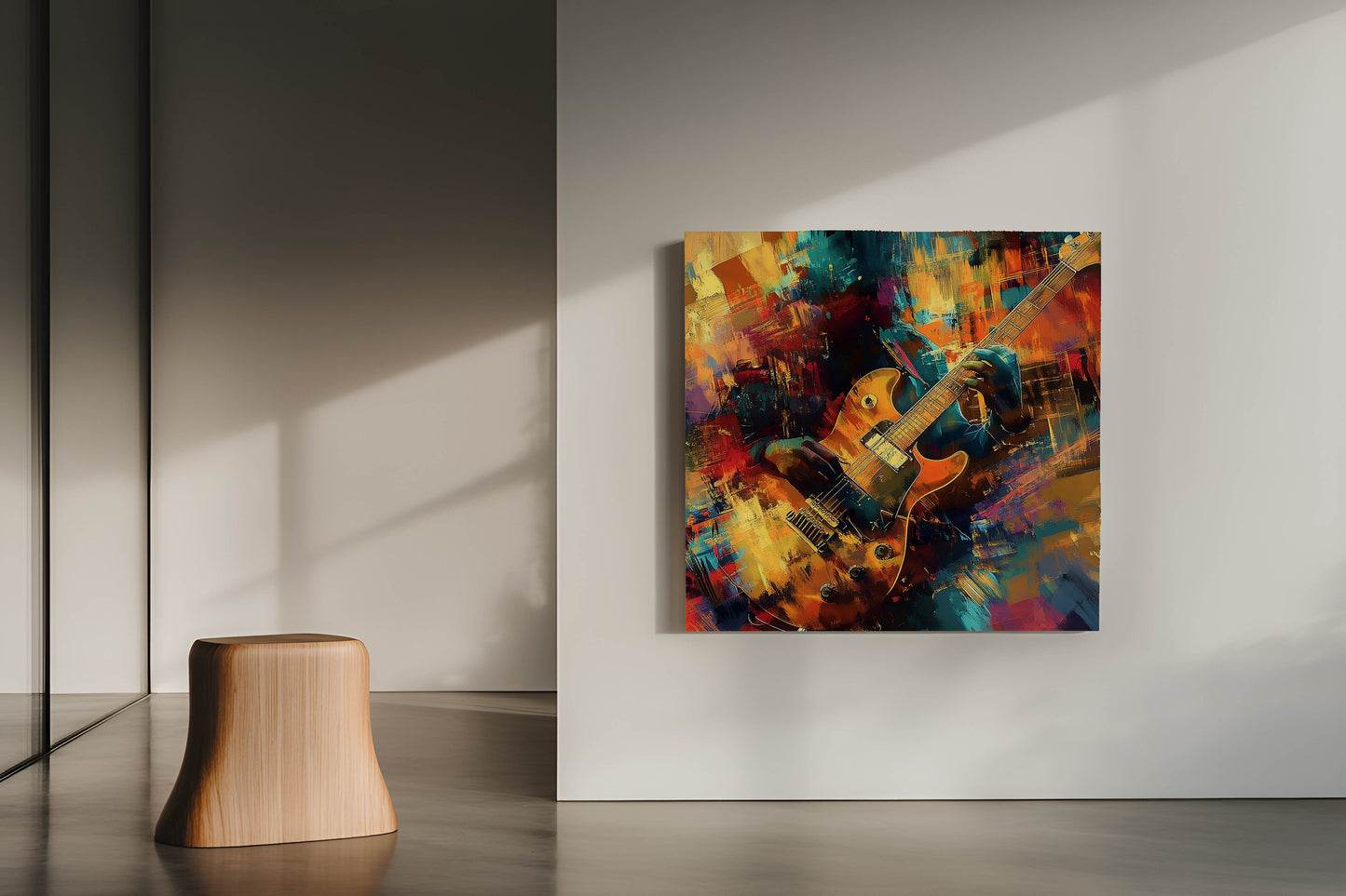 Vibrant Rhythms: Modern Abstract Electric Guitar Canvas Wall Art