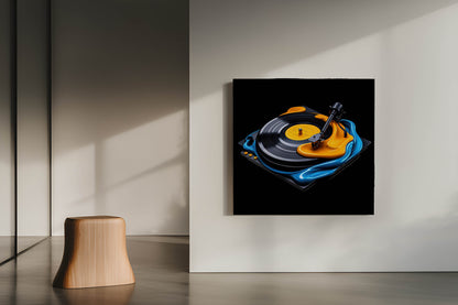 Liquid Rhythm | Surreal Melting Turntable Abstract Canvas Art