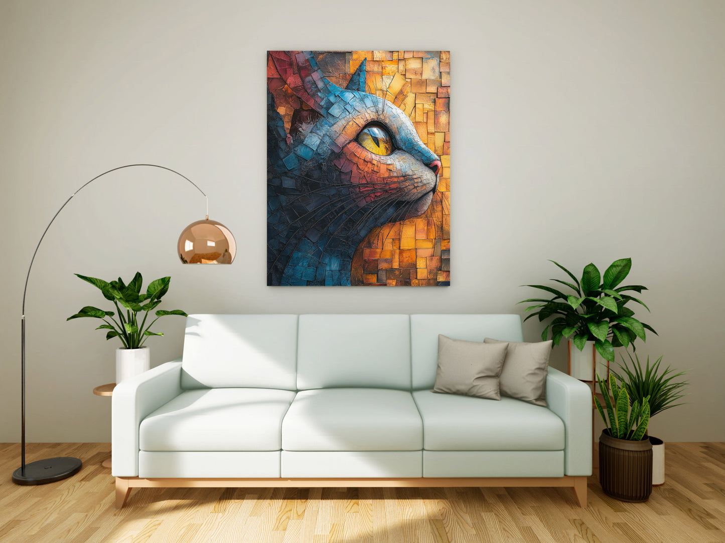 Majestic Cat - Mosaic Style Canvas Painting