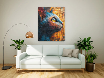 Majestic Cat - Mosaic Style Canvas Painting