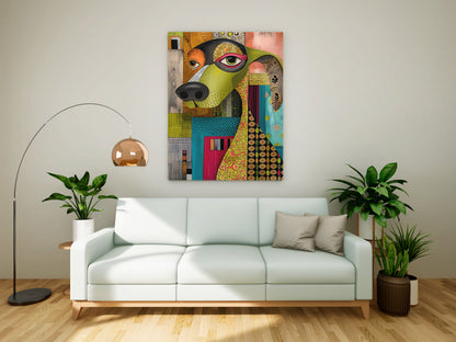 Vibrant Abstract Dog Portrait – Modern Colorful Canvas Painting