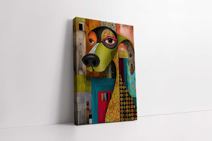 Vibrant Abstract Dog Portrait – Modern Colorful Canvas Painting
