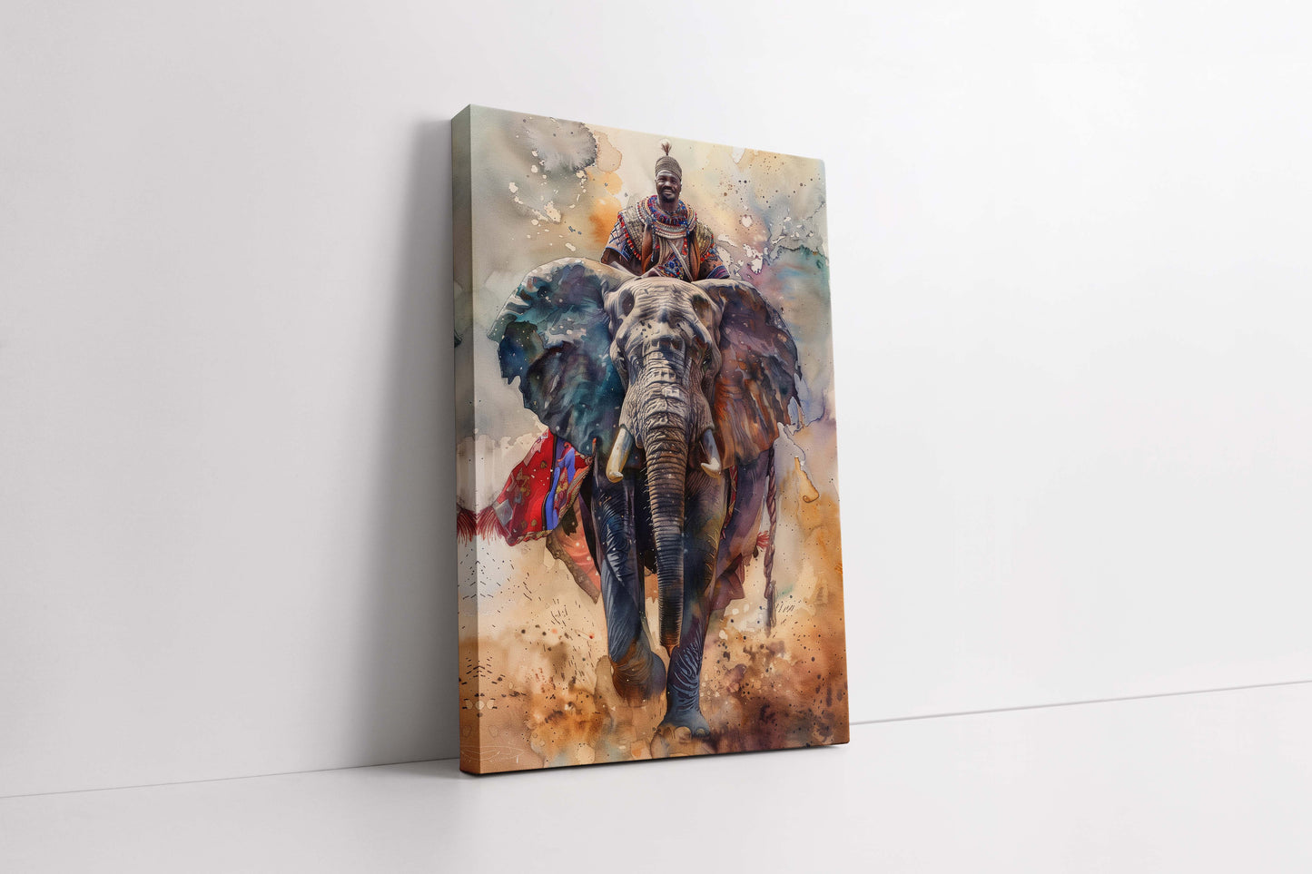 Vibrant Watercolor Splatter Elephant - Canvas Wall Art