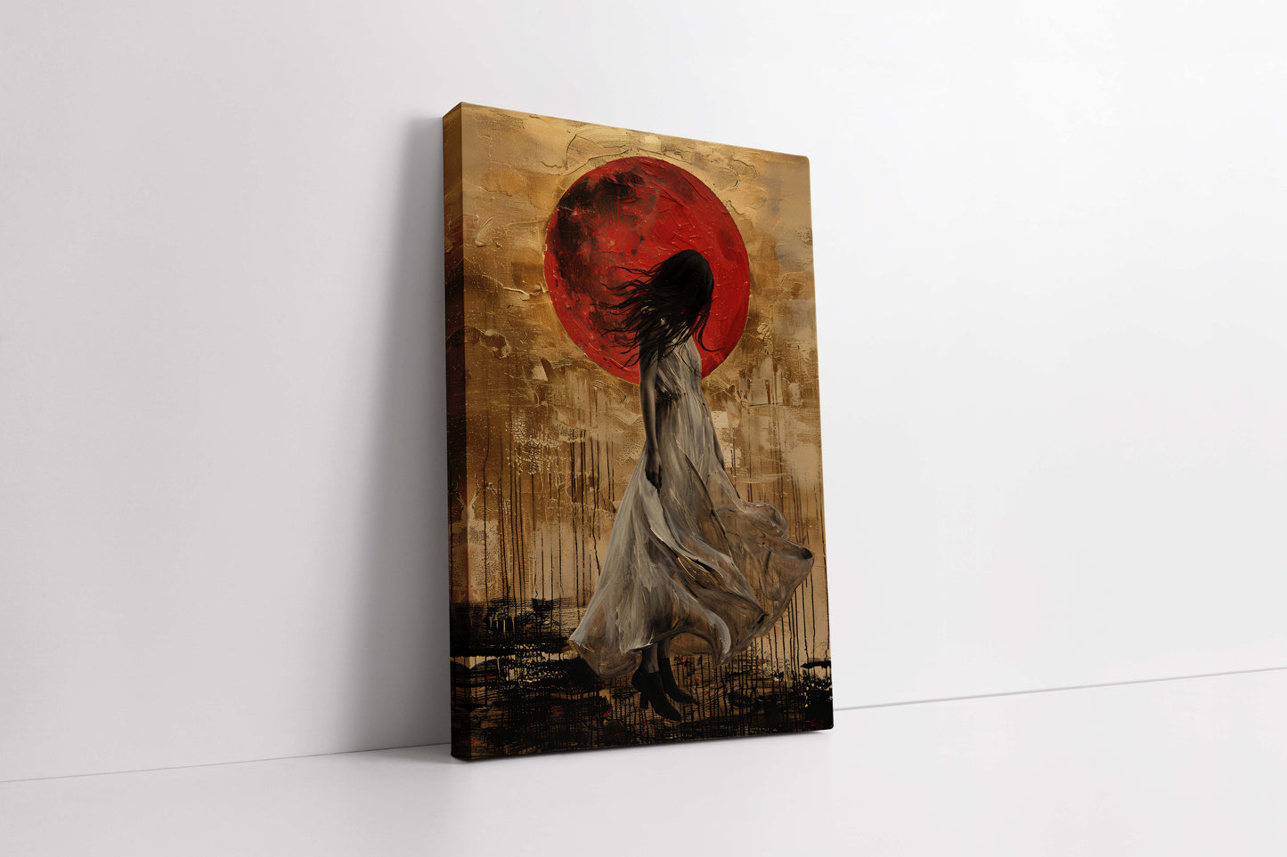Crimson Eclipse: The Lone Wanderer Canvas Painting